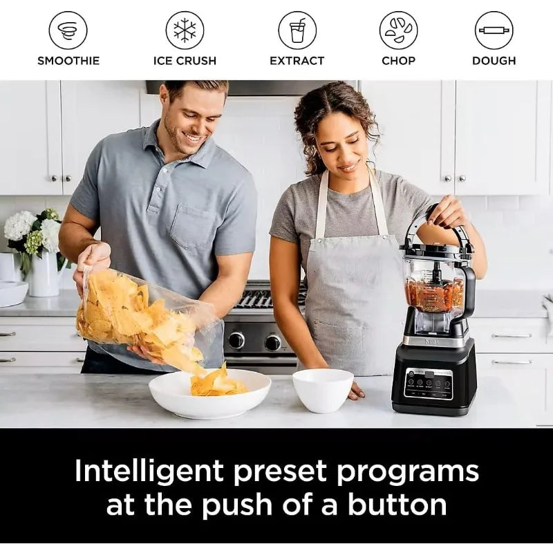 Ninja BN805A Pro Plus 5-in-1 Kitchen System, 1400W, Auto IQ, 72oz Blender Pitcher, 64oz Processor Bowl, 2x32oz Cups, Black