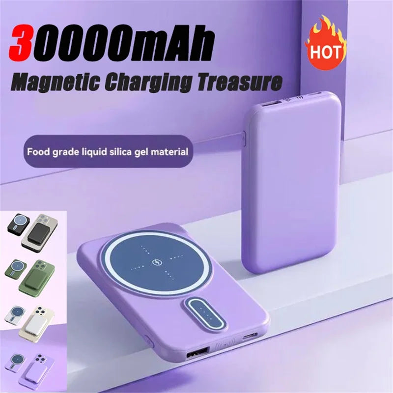 AMAZONY 30000mAh Power Bank Mini Wireless Large Capacity Fast Charge Magnetic Charging For iPhone Xiaomi Magsafe Charge External Battery
