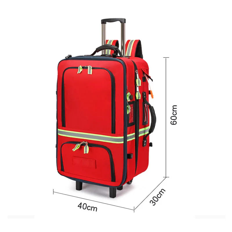 Empty Detachable Trolley Backpack Survival Kit Bag Medical Care Trolley Emergency Rescue Doctor Visit First Aid Bag