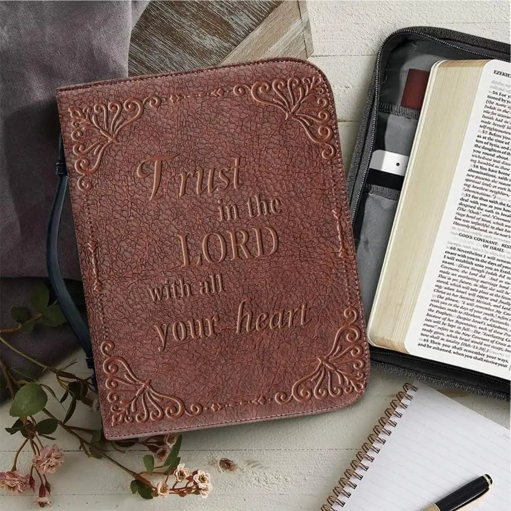 Vintage Bible Cover Carrying Case PU Leather Carrying Bag Protective Case Portable Carrying Book Case Church Bag With Handle