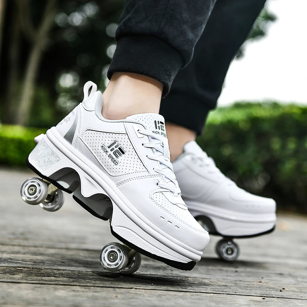 Roller Skates Running Sneakers Women's Roller Skates Adult Children Unisex Roller Skates Transformer Parkour Shoes 4 Wheels