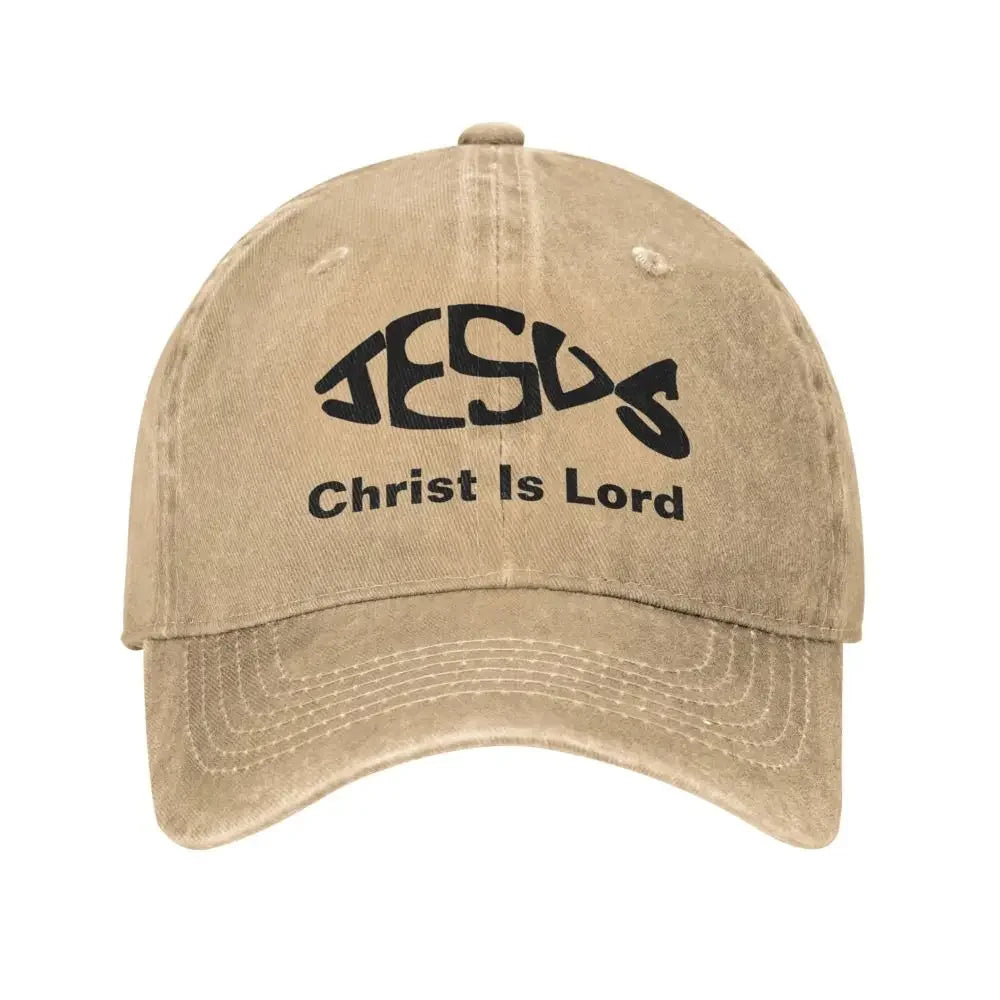 Baseball Cap Jesus- Christ Is Lord Outfit Men Women Casual Distressed Denim Fishing Lover Headwear Gift