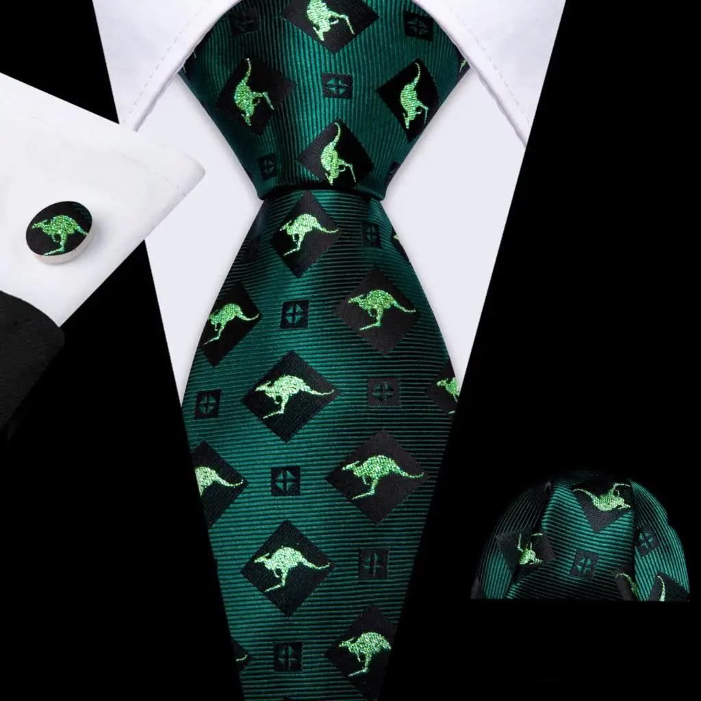 Amazony Epic Green Silk Mens Tie Hanky Cufflinks Set Mint Grass Teal Bottle Sage Pea Green Necktie For Male Wedding Business Party