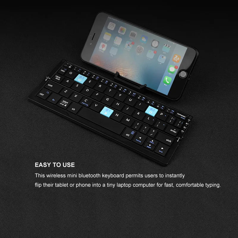 Our New 2025 collection  Foldable Bluetooth Keyboard Rechargeable Keyboard Mini Folding Wireless Keyboard Aluminum Keypad With Stand For Phone