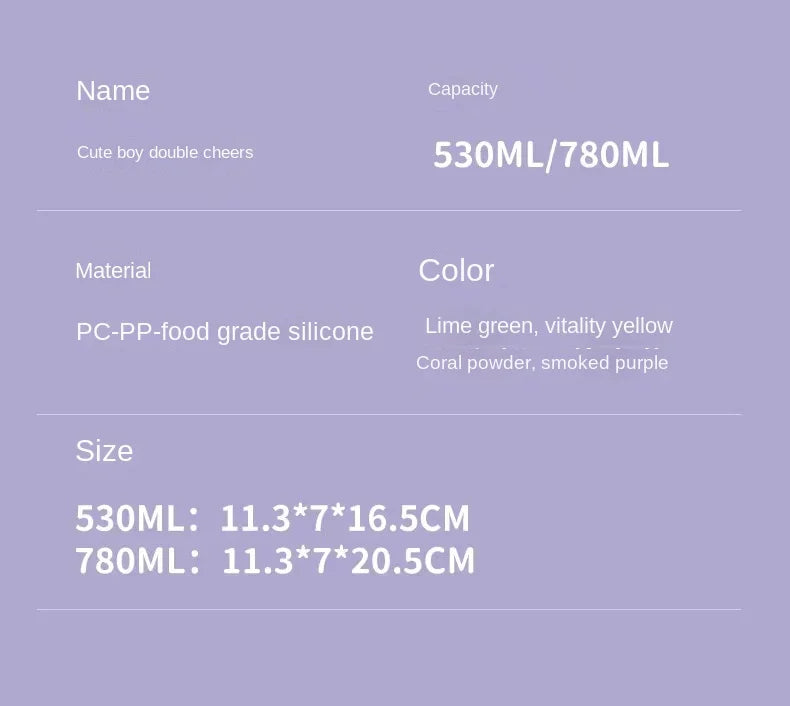 GIAVOS Large Capacity Portable Plastic Cup High Appearance Level Split Storage Cup Children's Water Cup Students with Straw Cup