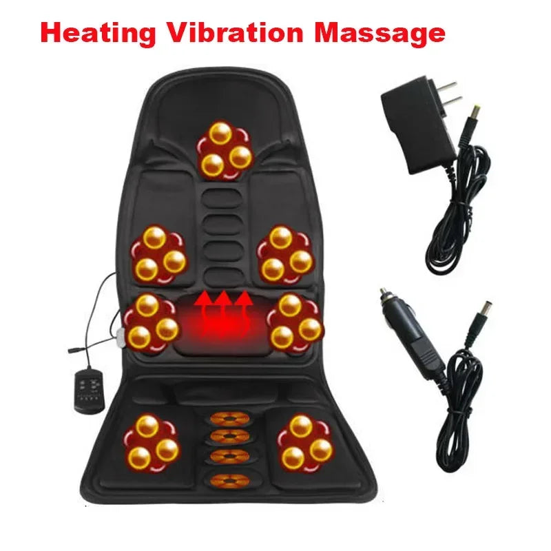 Car Home Office Massage Full-Body Back Neck Waist Therapy Heat 7 Motors Vibrate Heated Massage Electric Vibrator Cushion Seat