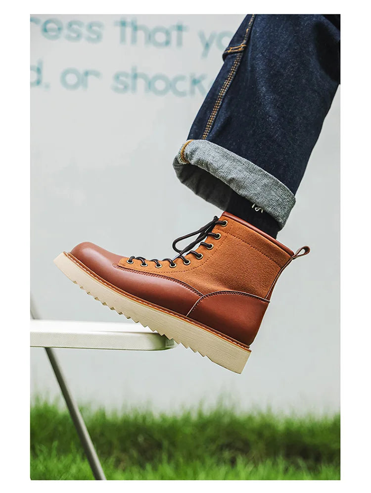 New Collection 2024-2025 Leather Boots Men's Retro Work Boots Lace Up Anti Slip Men's Boots Botas Masculino Chaussure Hommes Botas Para Hombre Botines Free gift after any purchase Free Laptop Stand