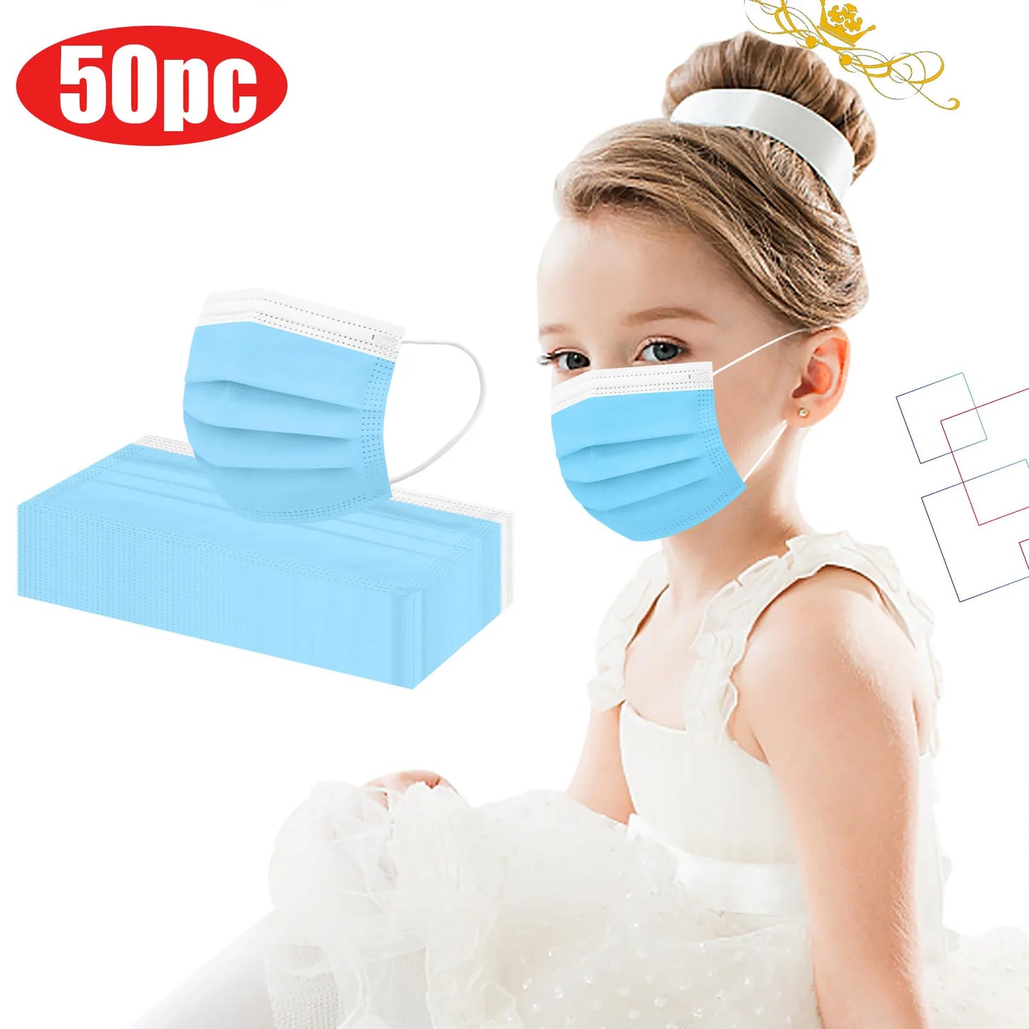 50pcs Kids Face Mask Disposable 3 Ply Safety Face Mask 4-12 Children Face Mask BUY TWO BOXES AND GET A FREE LAPTOP STAND