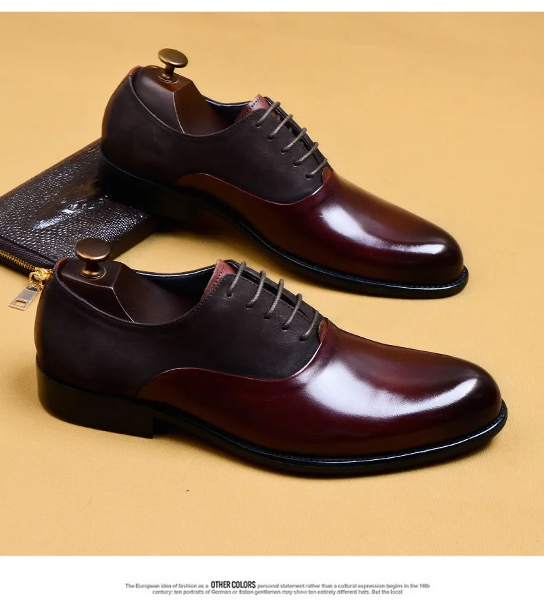 2024 New Italian Handmade Shoes British Style Formal Men's Oxford Shoe Genuine Leather Business Dress Shoes Retro Men's Shoes