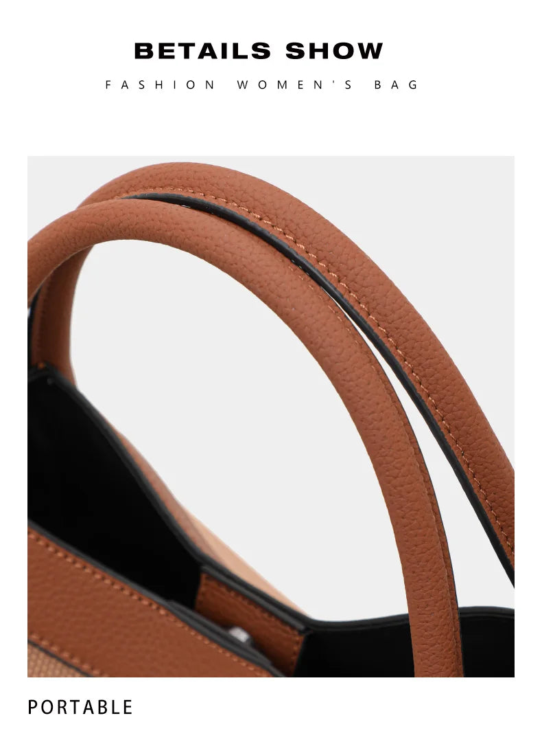 NEW 2024-2025 New Retro Checkered Women's Handbag Fashionable and Advanced Large Capacity Canvas with Cowhide Mother and Child Bag