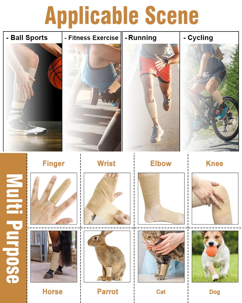 Sports Bandage Elastic Elastoplast Self Adhesive Tape Protect Wrist Palm Finger Arm Shoulder Knee Ankle Pets Leg  Safety