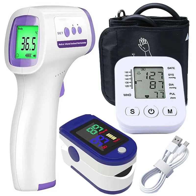 LCD Portable Health Care Pulse Meter BP Monitor Automatic Digital Arm Blood Pressure Monitor Tonometer Meter Sphygmomanometer