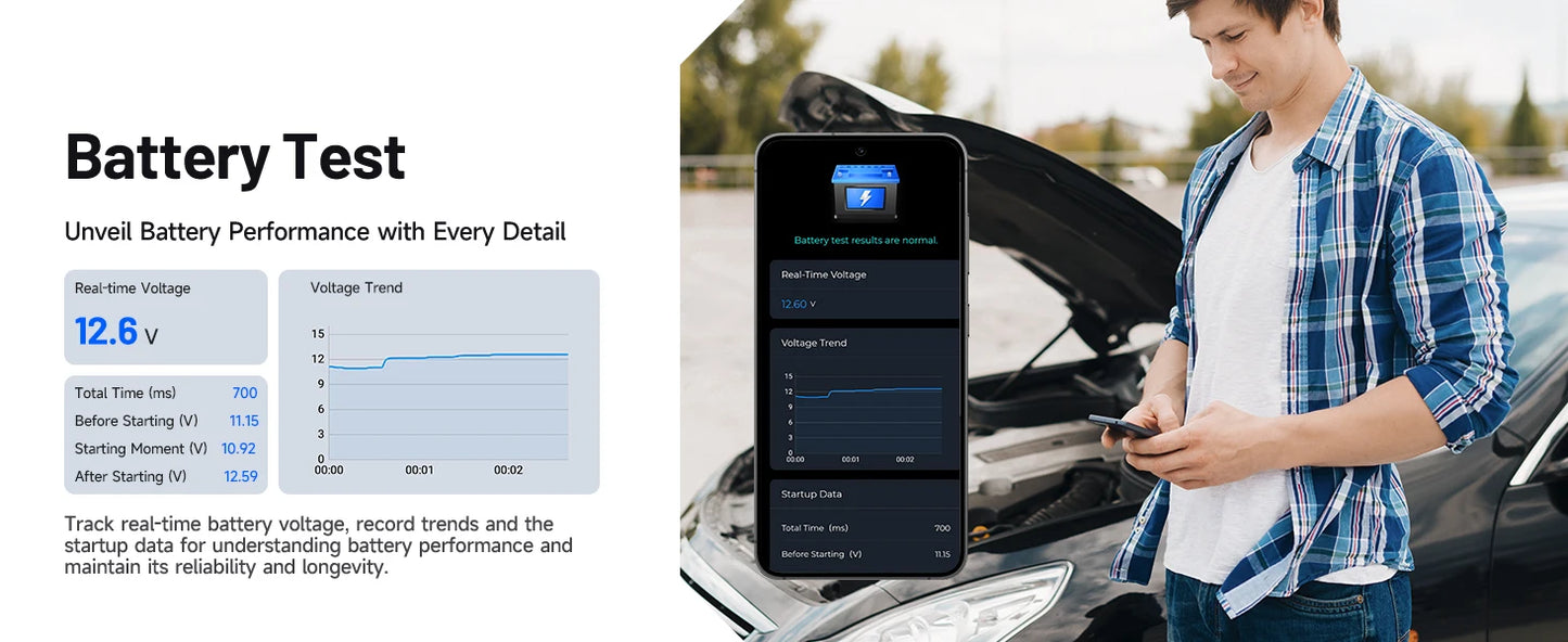 TOPDON Carpal OBD2 Scanner Bluetooth for Car All System Diagnostic Tool iOS Android Vehicle Health Check Smog Check Battery Test