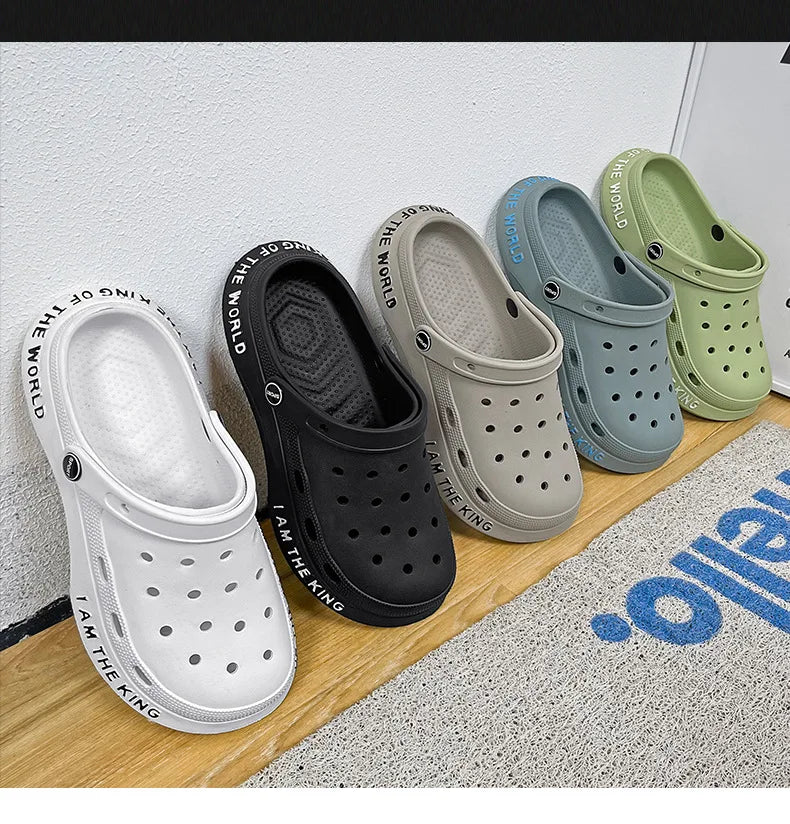 Men's Outdoor Sandals Leisure Hole Shoes Indoor and Outdoor Slippers Beach Slippers Breathable Soft Bottom Baotou Sandals