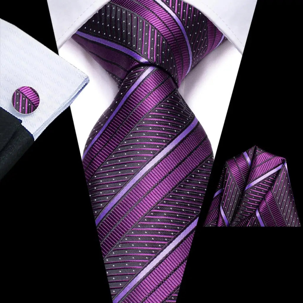 Our Brand  2025 Hi Tie Striped Sage Green Mens Fashion Necktie Handkerchief Cufflinks for Tuxedo Accessory Classic Silk Luxury Tie for Man Gift