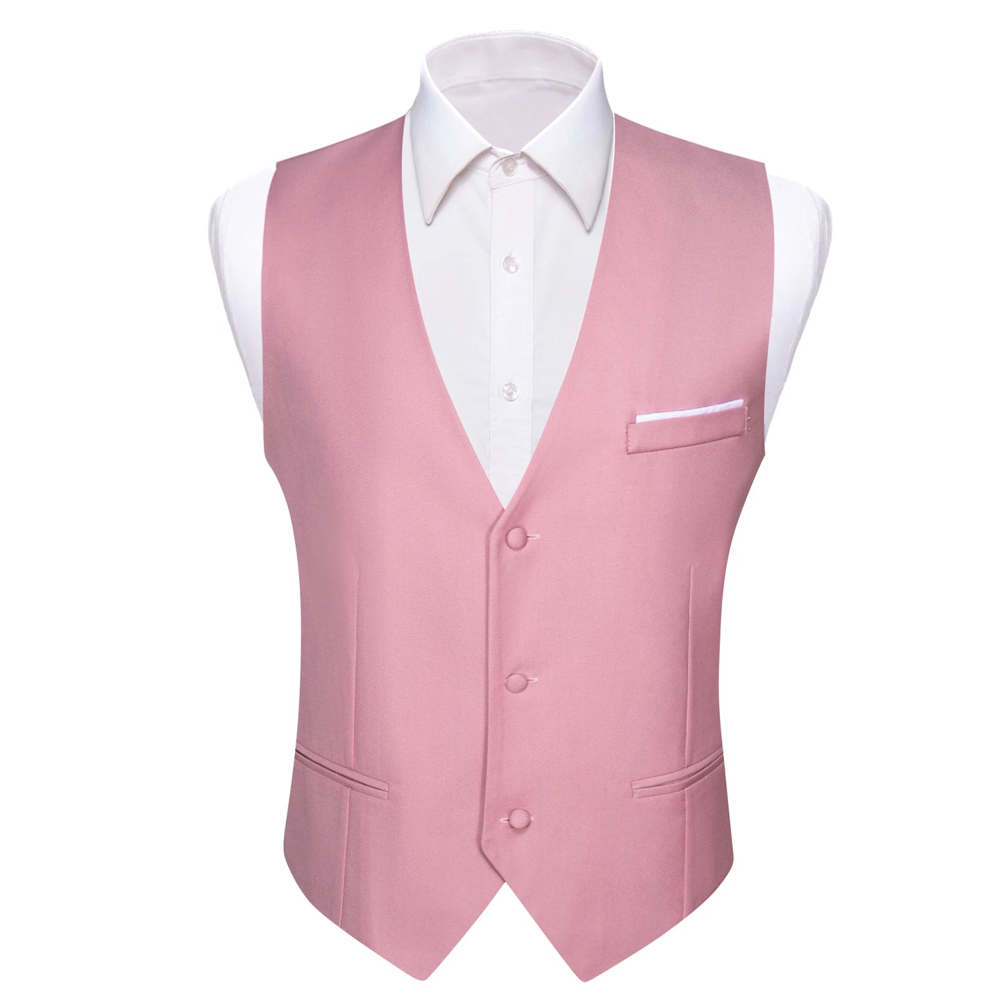 Elegant Vest for Men Solid Satin Waistcoat Tie Bowtie Hanky Set Sleeveless Jacket Wedding Formal Male Gilet Suit Barry Wang