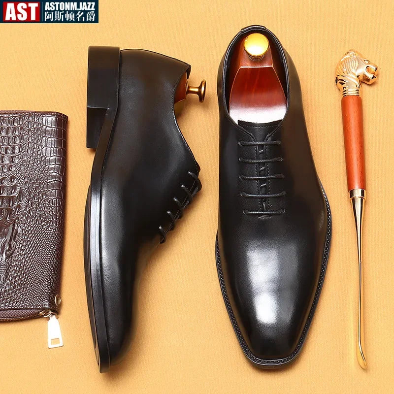 2024-2025 Italian Design Genuine Leather Shoes for Men Business Shoes Lace Up Oxfords Male Wedding Dress Shoes Men Plus Size 37-46