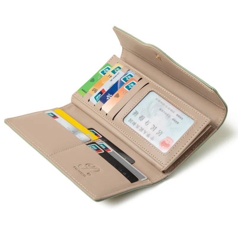 2024 Fashion Brand Long Panelled PU Leather Money Unique Purse Hasp Card Holders Purse High Capacity Female Fashion  Wallets for Women