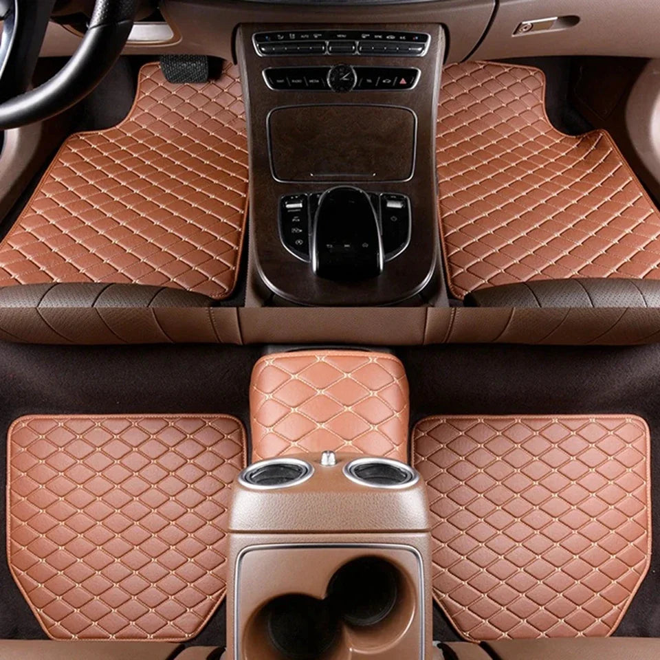 5PCS Universal Car Floor Mats PU Leather Waterproof Auto Foot Pad Protector Carpet Front and Rear Mats Set Auto Accessories