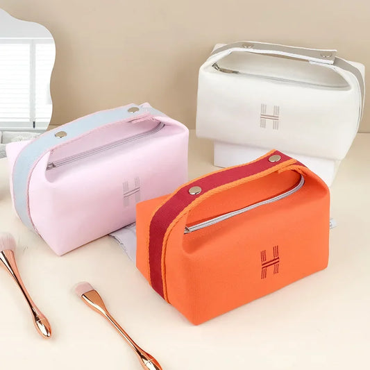 AMAZONY 2024 Waterproof Women Travel Cosmetic Bag Canvas Makeup Pouch overnight weekend Suitcase Storage Gadgets Case Toiletry Organizer