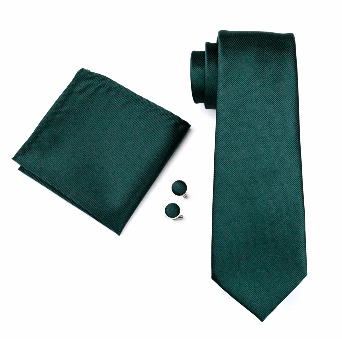Green Men Tie Wedding Silk Solid Necktie Pocket Square Cufflinks Sets New Suit High Quality Party Business Designer