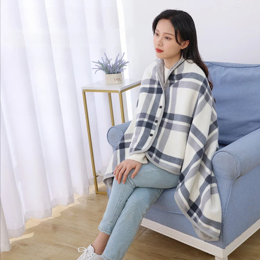New 2024 Home Decor Wearable Warm Plaid Thin Blanket Fleece Blankets with Button Thicken Winter Warm Throw Blankets for Beds Sofa