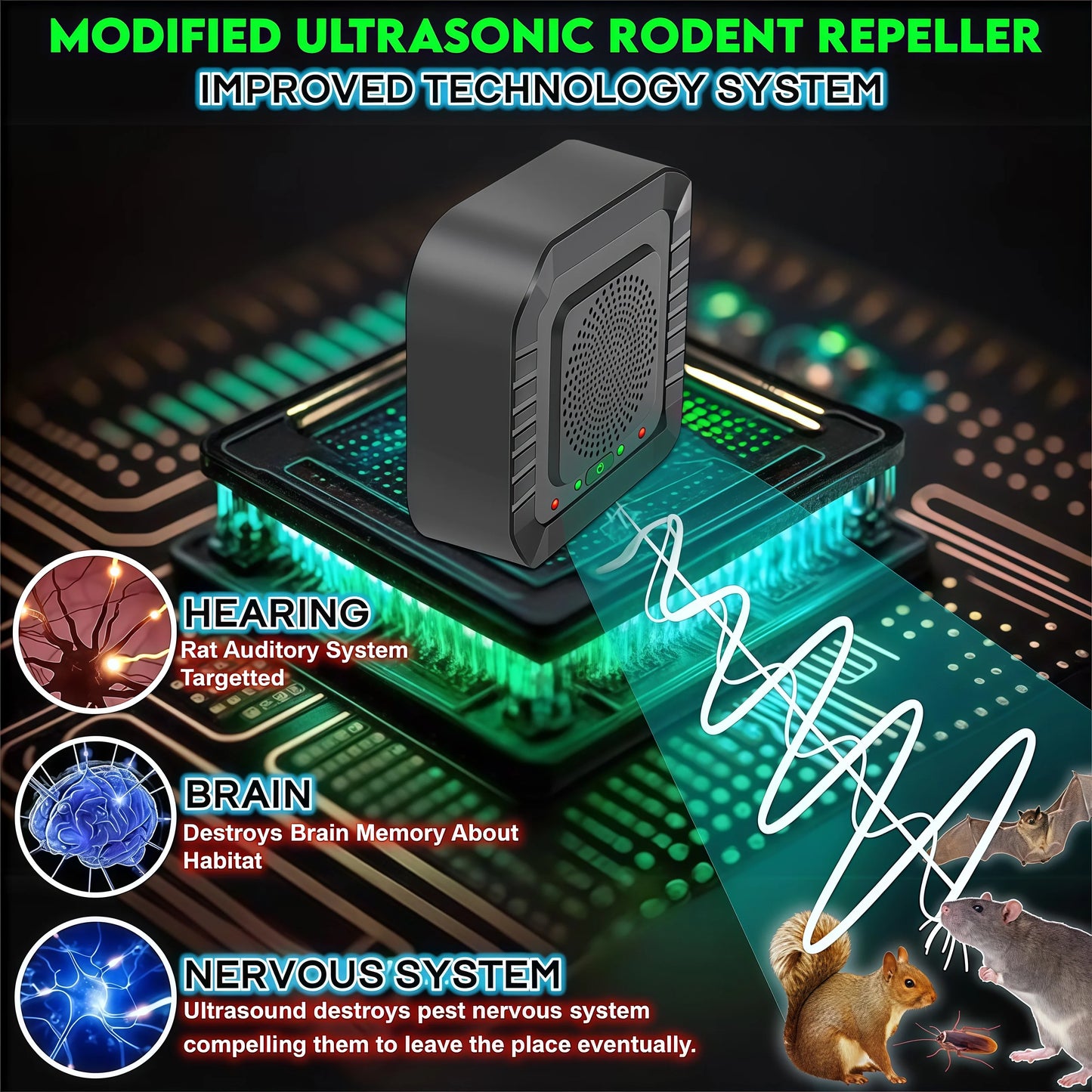NEW acoustic 2025  pulse Ultrasonic Insect Repellent 30 square meters lectronic Pest Rodent Control Efficient rodents,pest cockroach, Rats, Mices