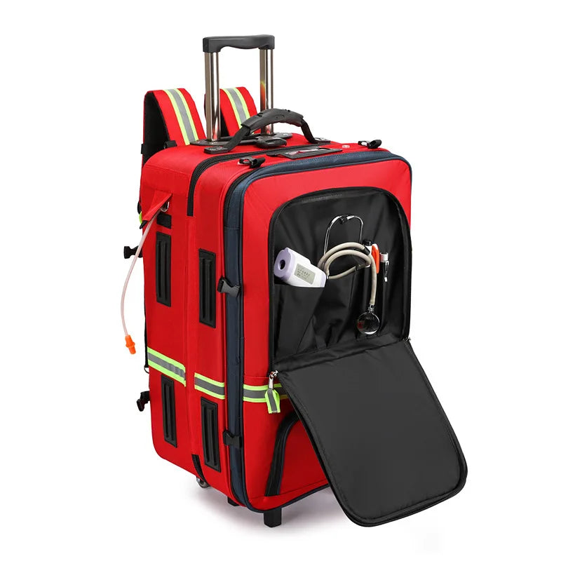 Empty Detachable Trolley Backpack Survival Kit Bag Medical Care Trolley Emergency Rescue Doctor Visit First Aid Bag