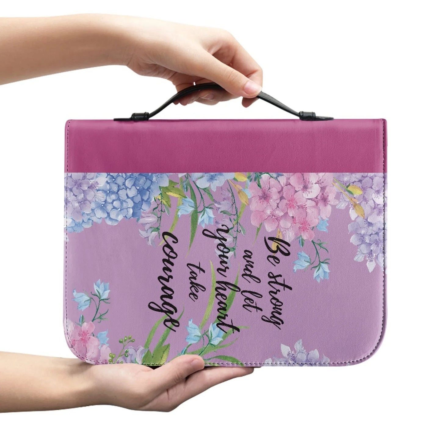 M Size Leather Cross Design Printed Book Bible Bag Student Travel Storage Bag One-handed Portable Storage Student Handbag