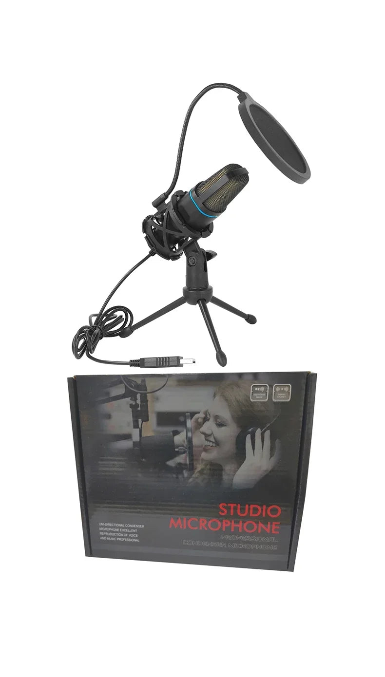 RGB Professional Microphone USB Microfone Condensador Wire Gaming Mic for Podcast Recording Studio Streaming Laptop Desktop PC