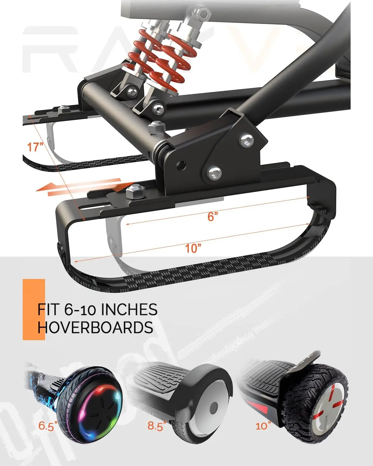 Hoverboard Attachment S1 with Rear Shock Absorption, Hoverboard Go Kart Accessory for 6.5" 8" 10" Hover Board, Adjustable Frame