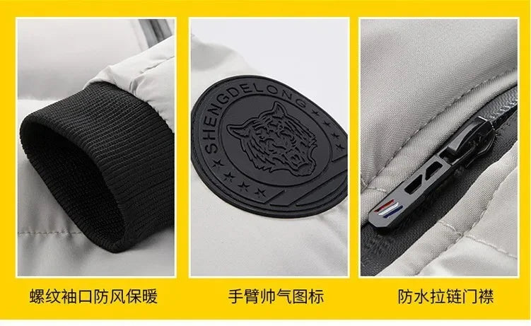 2025 Men's Cotton-padded Jacket, Tiger Head Logo, Short, Thick, Casual, Men's Parkas, Winter Trend, Windproof Jacket, xs-5XL