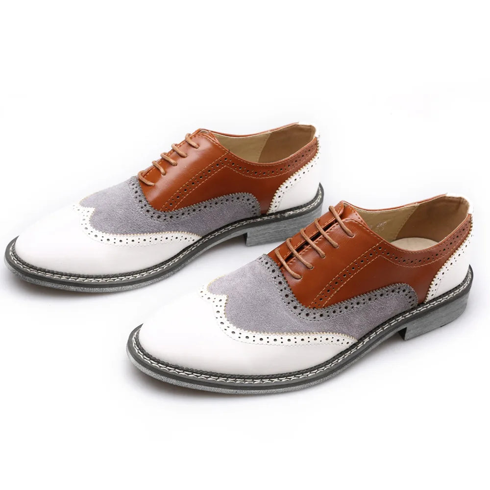 New 2025 Men Retro brogue lace-up black white oxford shoes Male Dress Wedding prom Homecoming Shoe Sapato Social Masculino