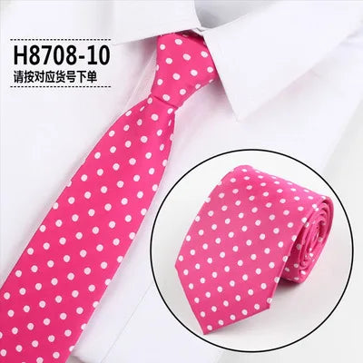 Brand New 2025 Fashion Dot Tie For Mens 8CM Necktie Business Formal Polka Dot Necktie Wedding Gift Orange Blue Red Tie Accessories Gravatas