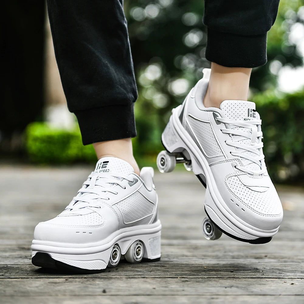 Roller Skates Running Sneakers Women's Roller Skates Adult Children Unisex Roller Skates Transformer Parkour Shoes 4 Wheels