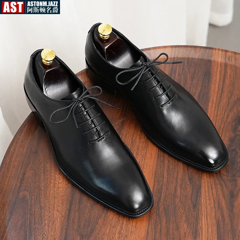 Brand New 2024-2025 Italian Men's Formal Shoes Luxury Genuine Leather Handmade Quality Comfortable Elegant Black Wedding Social Oxfords Shoes Man