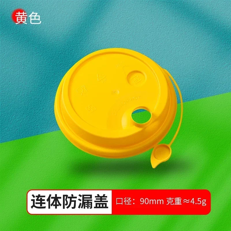 50pcs 90mm Caliber Injection Molded Leak Proof Cup Lids One Time Packaged Milk Tea Coffee Cup Lid Thickened One-piece Cover