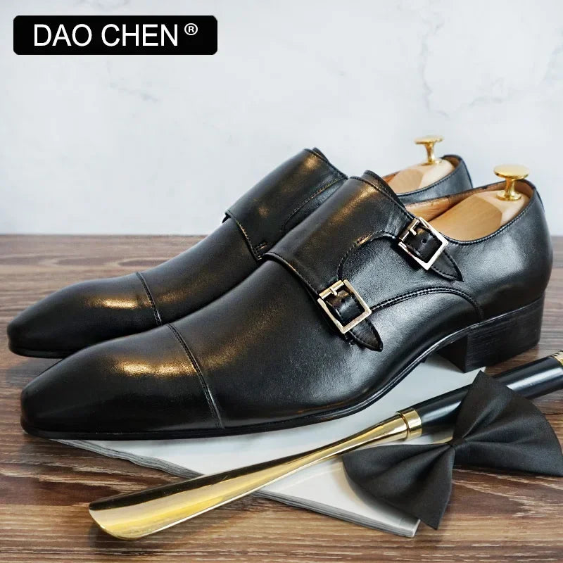 LUXURY DESIGNER MEN'S MONK SHOES BLACK BROWN BUCKLE STRAP LOAFERS MENS DRESS SHOES OFFICE WEDDING REAL LEATHER SHOES MEN WE OFFER 10%OFF IN ALL ITEM