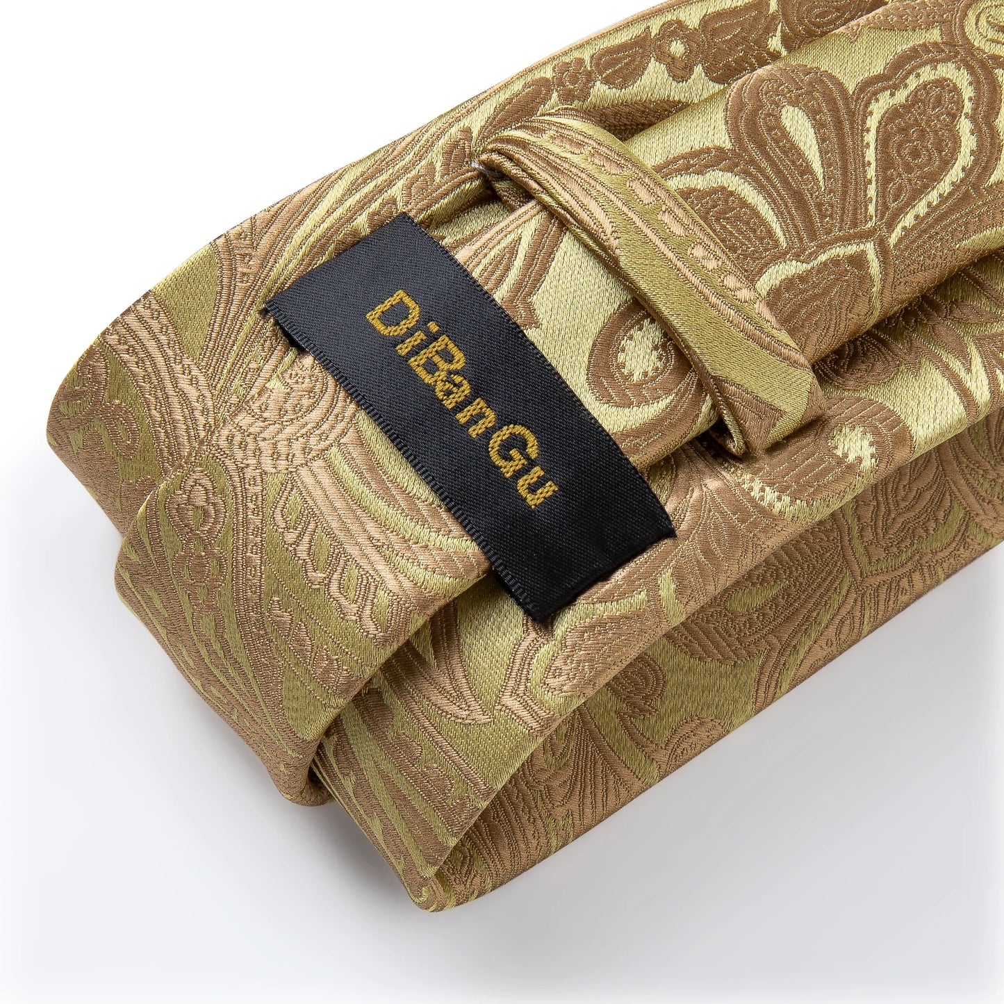 Brand New 2025 Mens Tie 100% Silk Classic Jacquard Woven 8cm Gold Yellow Formal Business Wedding Neck Tie Pocket Square Set Suit Cravat