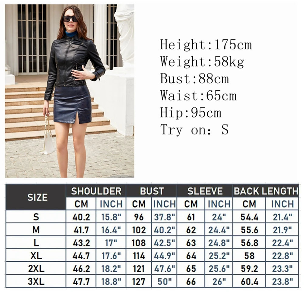 Faux Leather Jackets for Women 2024 Autumn Moto Biker Zipper Jacket Spring Motorcycle Coat Army Green Brown Red Jaqueta Feminina