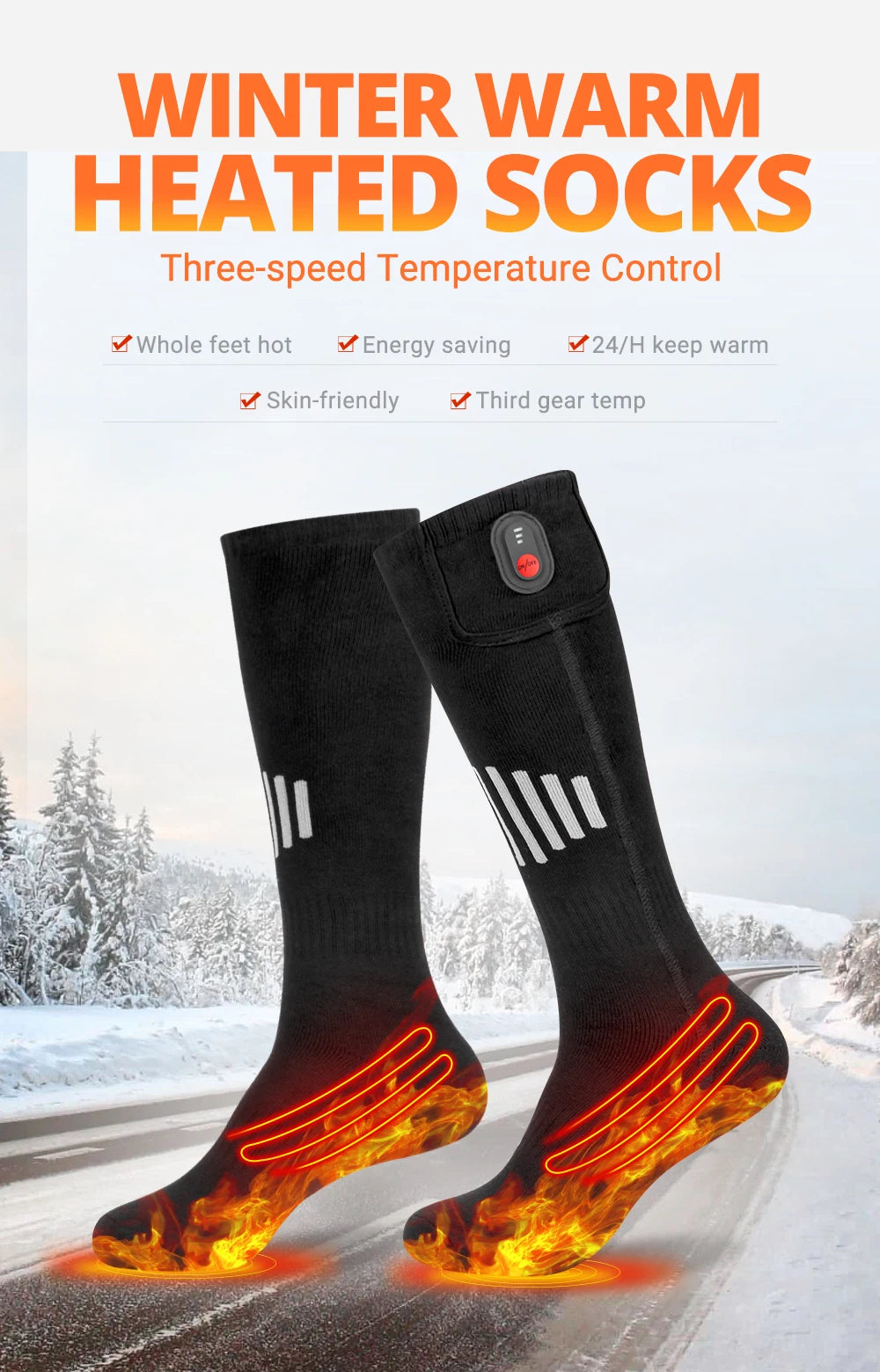 Heated Socks Winter Warmth 5000mAh USB Rechargeable 65℃ Heating Socks Motorcycle Outdoor Heated Boots Snowmobile Skiing Sock