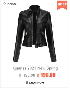 New In 2024 Spring Autumn Women's Pu Leather Jacket Fashion Casual Streetwear Coats Office Lady Black Zipper Jackets Outerwear
