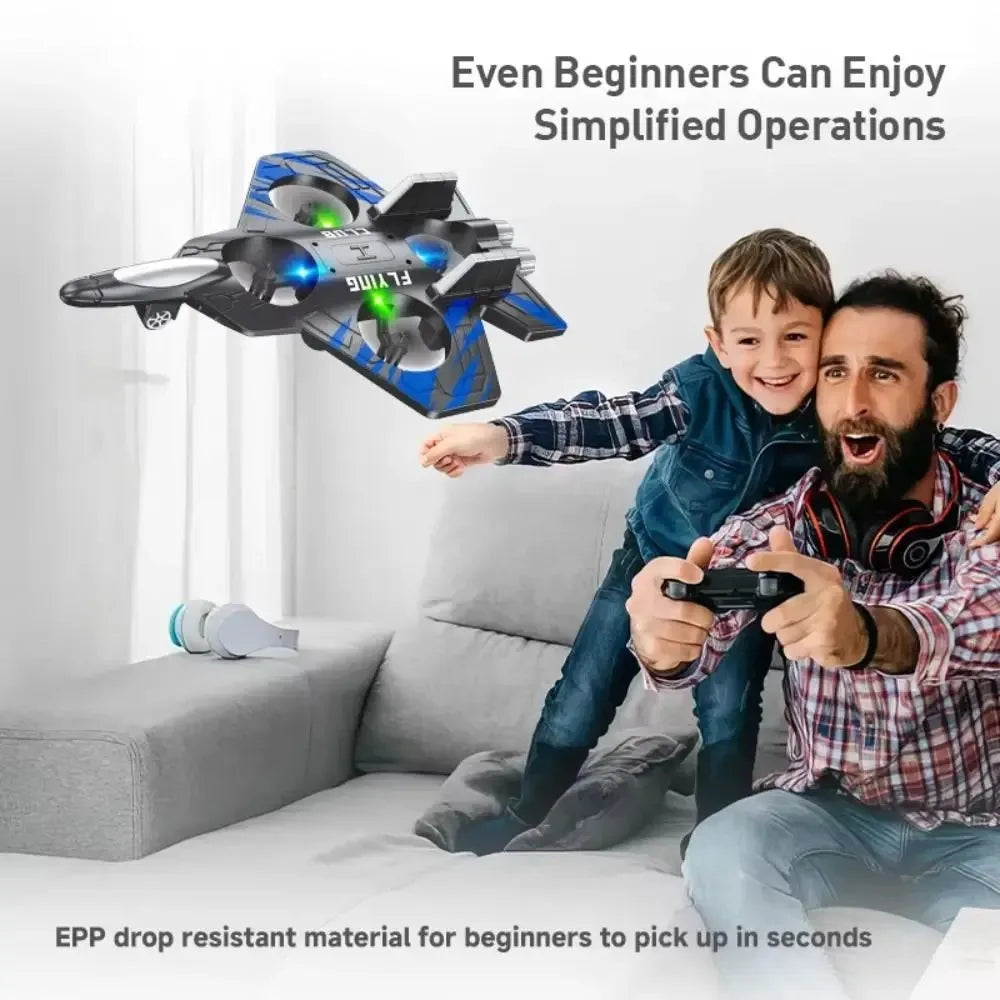 RC Plane 2.4G Remote Control Aircraft Gravity Sensing Helicopter Glider with Light EPP Foam Fighters for Boys Children