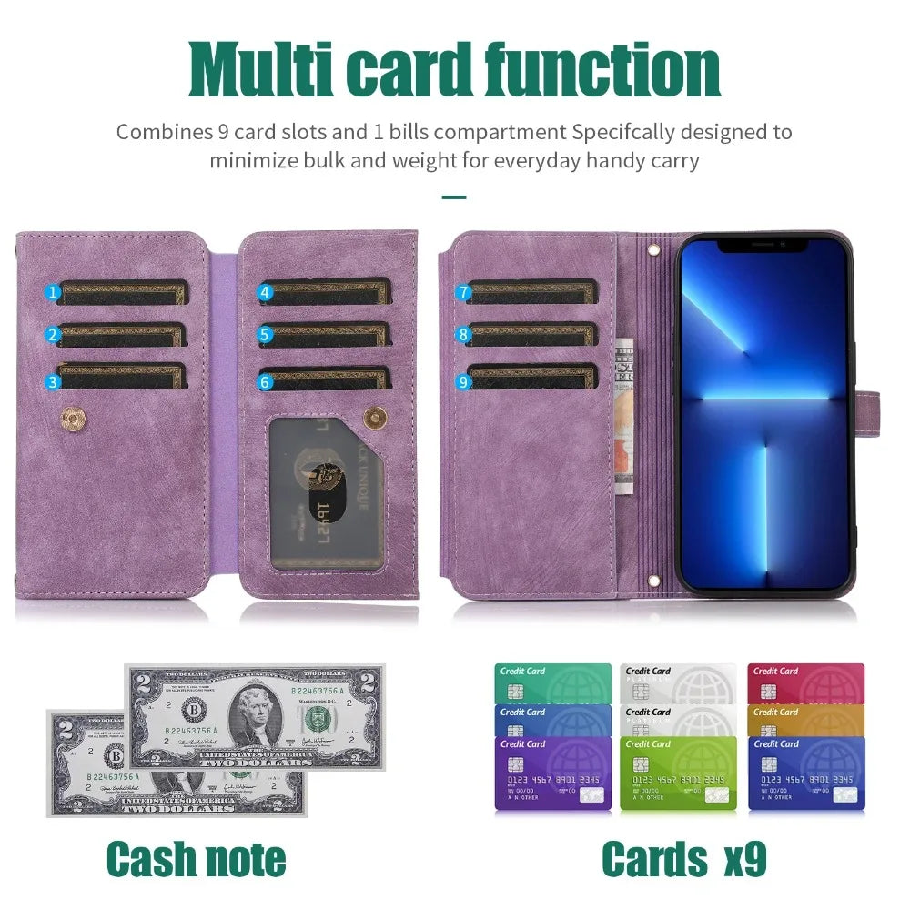 Crossbody Lanyard Card Slot Wallet Flip Case for iPhone 15 14 13 12 11 Pro Max Mini X XS 8 7 Plus SE 2020 2022 PU Leather Cover