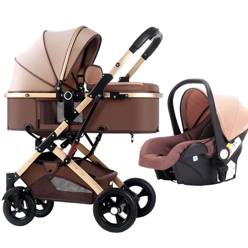 AMAZONY NEW 2024 Three-in-one Basket Stroller Can Sit, Lie Down, Light Two-way High Landscape Folding Shock-absorbing Newborn Baby Stroller