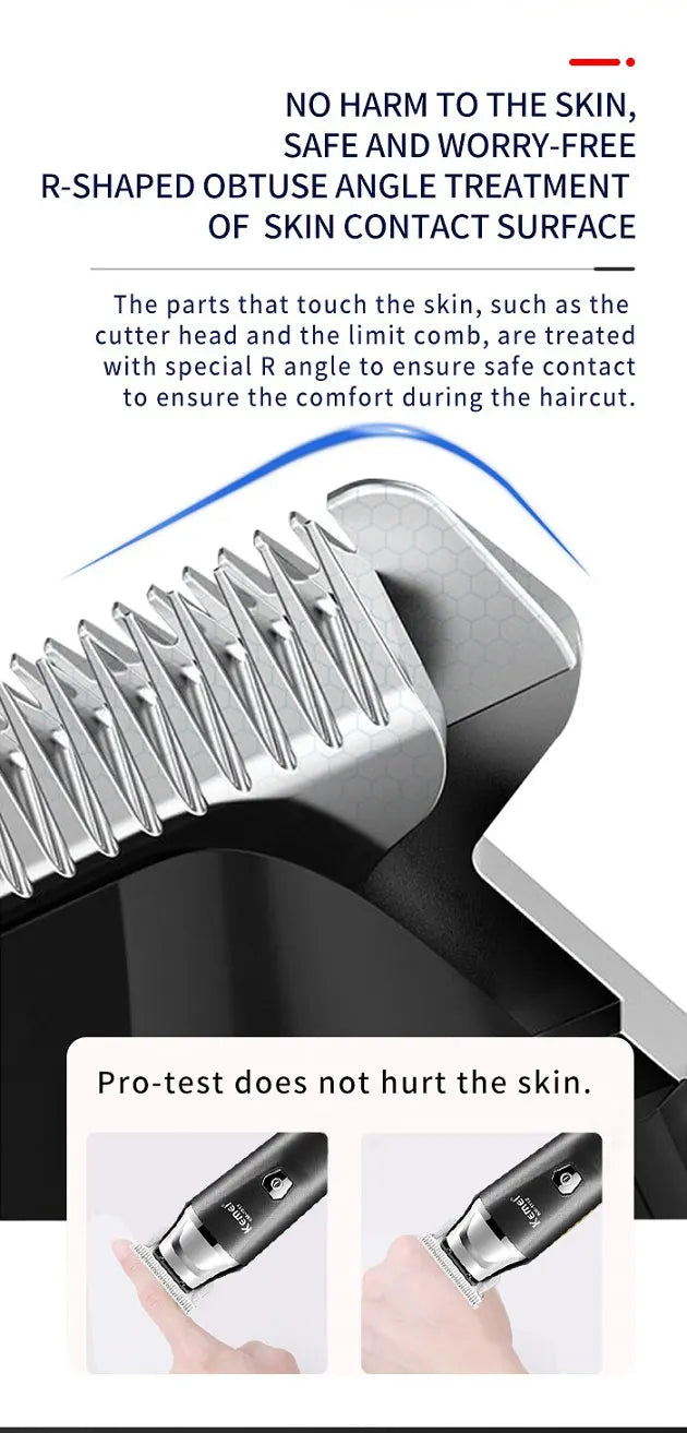 Kemei Professional Hair Trimmer Rechargeable Electric Hair Clippers Cordless Zero Gap hair cutting machine 7000RPM LCD Display