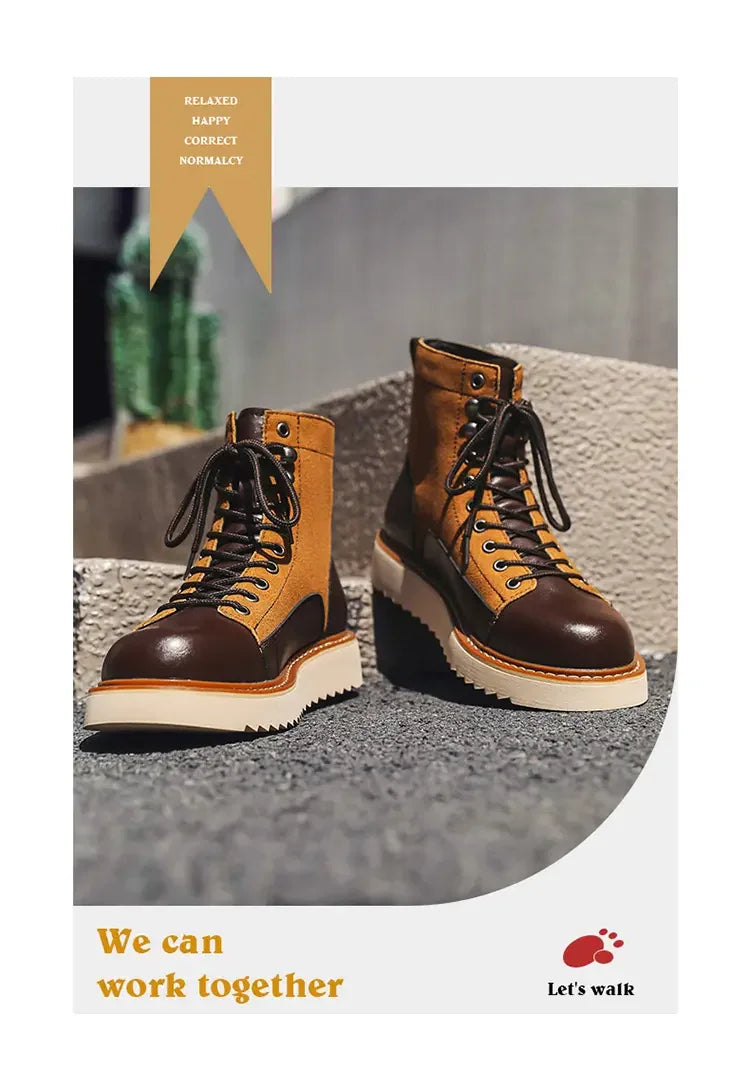 New Collection 2024-2025  Brand Men Genuine Leather  Boots 2024 Men Brand Comfortable Retro British Style Work Outdoor Ankle Classic Handmade Boots Buy one boots Get a free Laptop stand