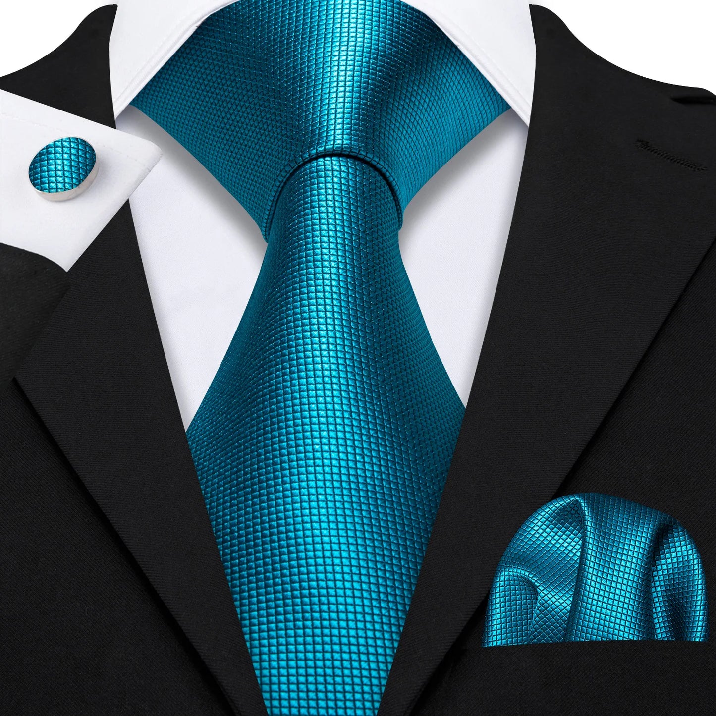 Amazony Epic Green Silk Mens Tie Hanky Cufflinks Set Mint Grass Teal Bottle Sage Pea Green Necktie For Male Wedding Business Party
