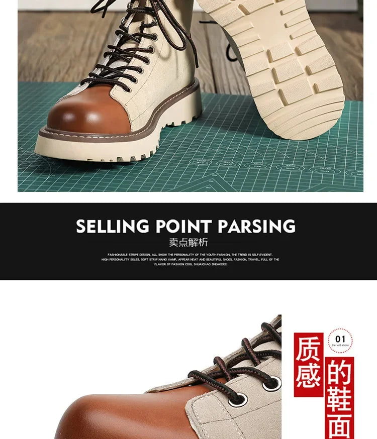 Our new collection 2024-2025 Mid-british Desert Boots for Men Color Match Autumn Winter Designer Cow Leather Platform Shoes Male Fashion Casual Ankle Boots BUY ONE AND GET A FREE GIFT LAPTOP STAND