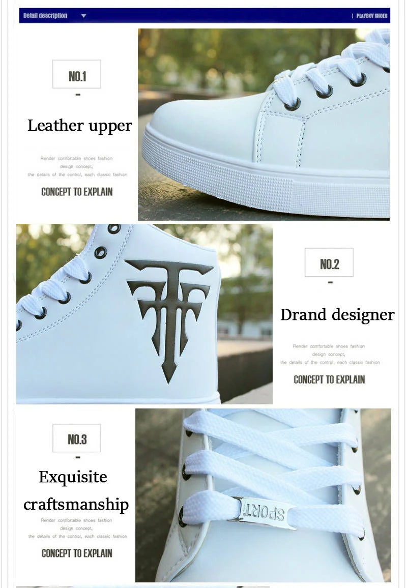 High Top Sneakers Man White Vulcanized Sneakers Flat Comfortable Shoes Men Autumn Spring 2022 Fashion Mens Shoes Vulcanize Shoes